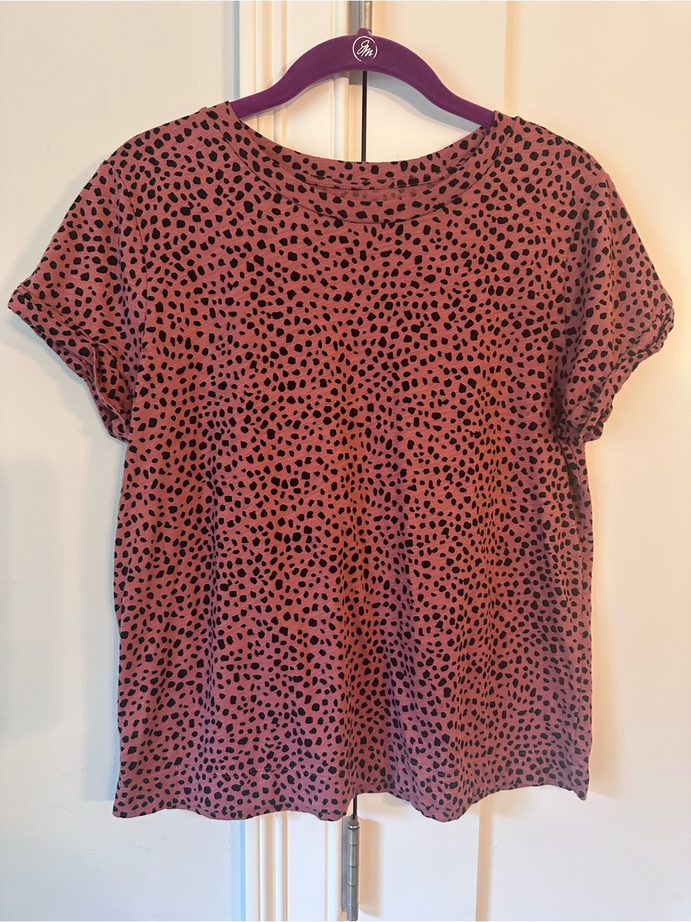 LOFT Vintage Soft Pink Short Sleeve Animal Print Tee